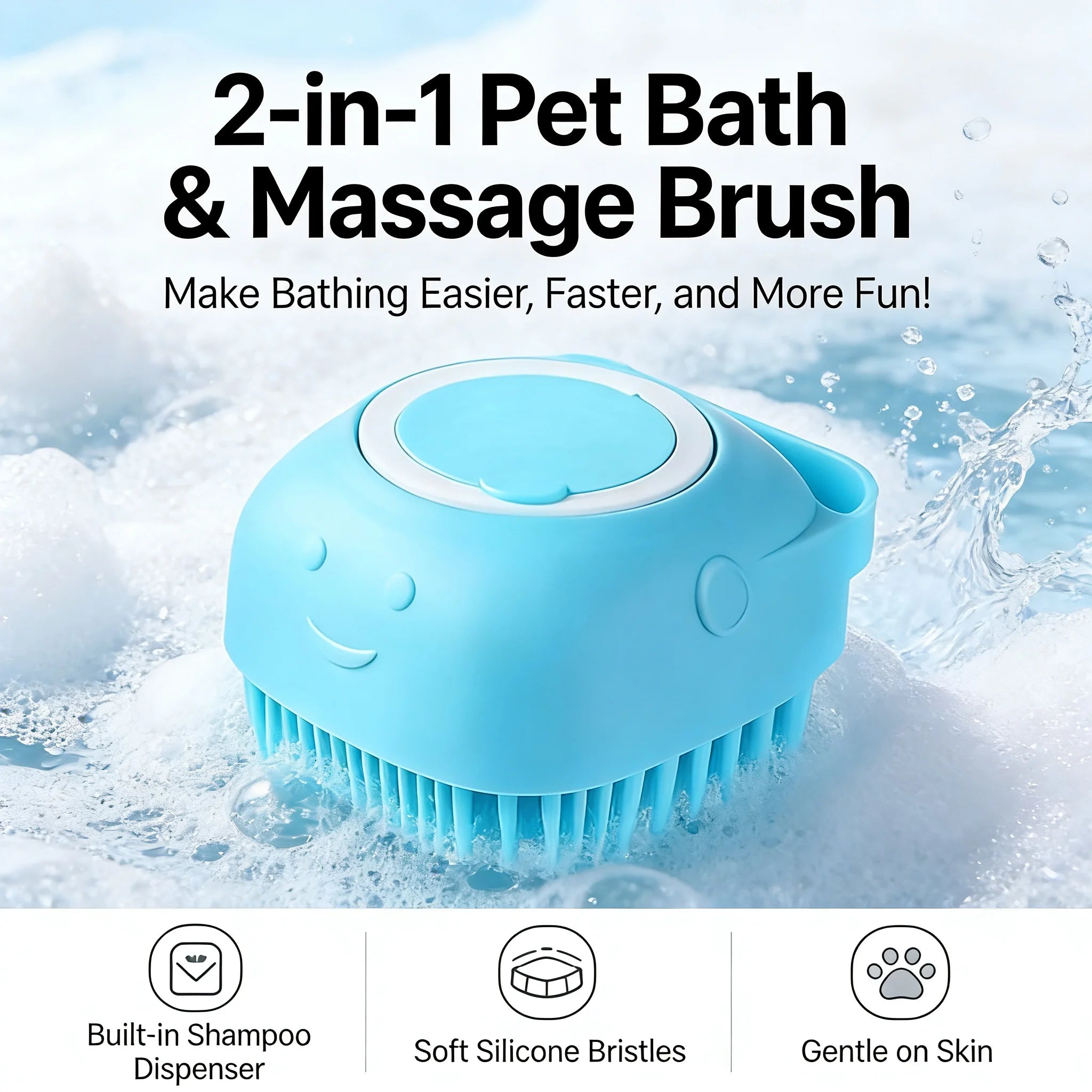 2-in-1 Pet Bath & Massage Brush