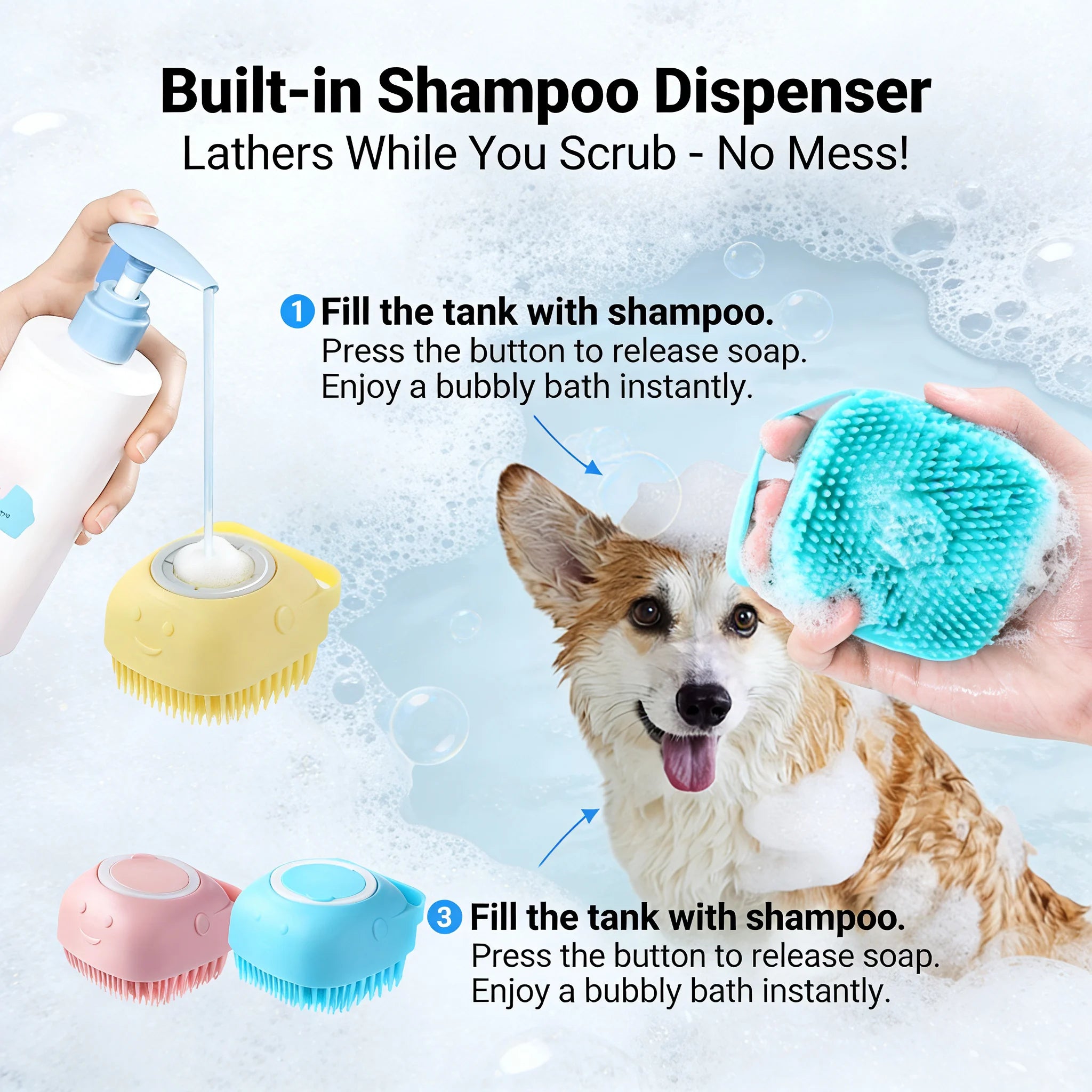 2-in-1 Pet Bath & Massage Brush